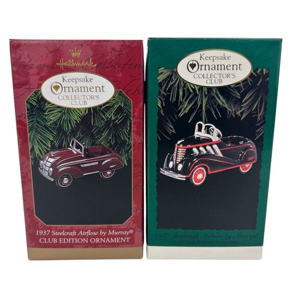 Hallmark Ornament Kiddie Car & Steelcraft Airflow Murray Airplane 1996/1997 NOS - Picture 1 of 2